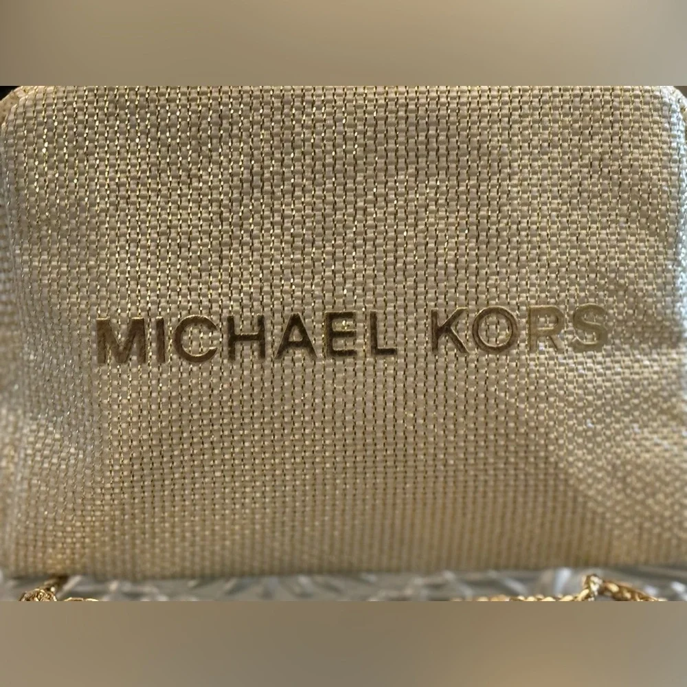 Michael Kors Shimmering Cream Gold Pouch with golden sling